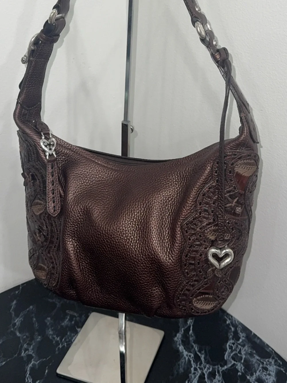 BRIGHTON HANDBAG MASTERPIECE BROWN NIKKI LEATHER SHOULDER BAG AUTHENTIC